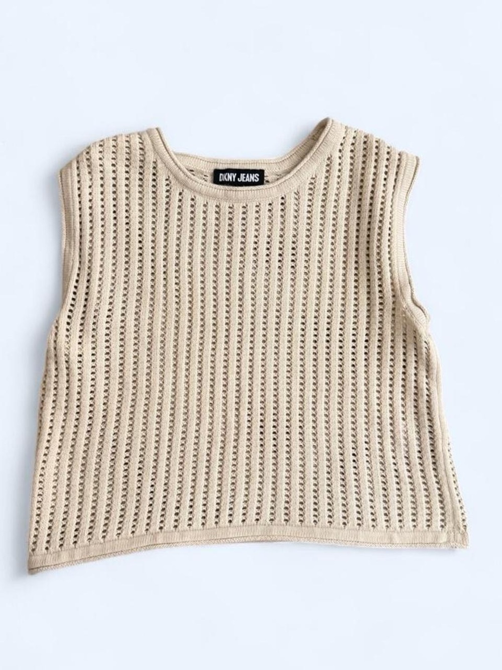 DKNY Beige Openwork Knit Vest
